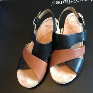 Dansko black/tan leather sandals size 8